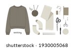 vector illustration of knitting ... | Shutterstock .eps vector #1930005068