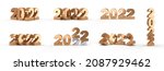 set of gold 2022 new year text... | Shutterstock . vector #2087929462