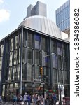 Small photo of NEW YORK, NY - JUL 20: Fulton Center in Manhattan, New York, as seen on July 20, 2019. It is a transit center and retail complex centered at the intersection of Fulton Street and Broadway.