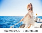 Woman Relaxing On A Cruise Boat ...