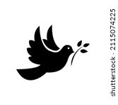black dove icon. peace symbol.... | Shutterstock .eps vector #2115074225