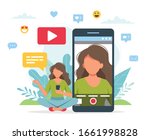 video blogger recording video... | Shutterstock .eps vector #1661998828