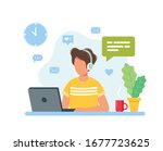 home office concept  man... | Shutterstock .eps vector #1677723625
