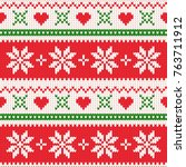 merry christmas wool knitted... | Shutterstock .eps vector #763711912