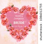 wedding invitation roses card... | Shutterstock .eps vector #1086012755