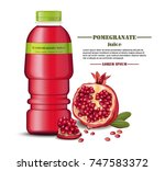 pomegranate juice bottle... | Shutterstock .eps vector #747583372