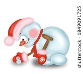 a big snowman hugs a small one... | Shutterstock . vector #1849091725