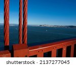 San Francisco skyline viewed from the Golden Gate Bridge SFO California USA