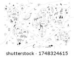 animals line world vector hand... | Shutterstock .eps vector #1748324615