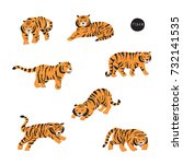 japanese tiger animal colorful... | Shutterstock .eps vector #732141535
