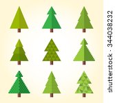christmas tree icons set | Shutterstock .eps vector #344038232