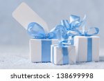 gift boxes on a blue background ... | Shutterstock . vector #138699998