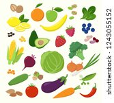 large set of fruits  vegetables ... | Shutterstock .eps vector #1243055152