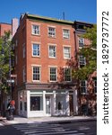 Small photo of New York, NY - October 6 2020: 59 Horatio Street is a traditional brick residential building located in the West Village neighborhood in Manhattan, NYC. It located on the corner of Greenwich St.