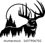 Wild Deer With Big Horns  Black ...