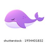 cute purple cartoon whale.... | Shutterstock .eps vector #1954401832