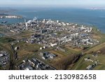 Small photo of 12-2-2022, Terneuzen, Holland. Aerial view of chemical factory of Dow Benelux in Terneuzen. In the back river Westerschelde and the city of Vlissingen.
