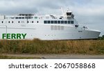 Small photo of Close-up of the forecastle of the hybrid ferry BERLIN of the shipping company Scandlines from Rostock to Gedser in Denmark, Mecklenburg-Western Pomerania, Germany, 2021-07-02
