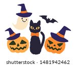halloween cat haunted pumpkin... | Shutterstock .eps vector #1481942462