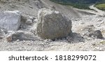 Small photo of A big rock that has come to a halt after a rock slide