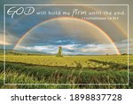 Small photo of Rainbow Sky Landscape 1 Corinthians 1:8