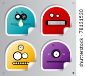 Funny Robots Stickers Set.