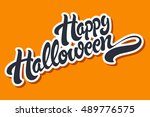 happy halloween hand drawn... | Shutterstock .eps vector #489776575