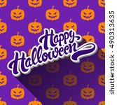 happy halloween hand drawn... | Shutterstock .eps vector #490313635