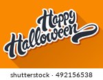 happy halloween hand drawn... | Shutterstock .eps vector #492156538