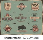vintage grill and steak house... | Shutterstock . vector #679694308