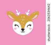 Deer Cute Portrait  Poster Logo ...