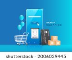 credit card parcel box shopping ... | Shutterstock .eps vector #2006029445