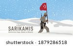 a man holding the turkish flag... | Shutterstock .eps vector #1879286518