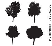 four silhouette trees vector... | Shutterstock .eps vector #763631392