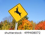Deer Crossing Sign In Front Of...