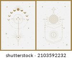 set of two gold and beige... | Shutterstock .eps vector #2103592232