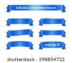 Set Of Blue Ribbon Banners For...