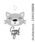 cute good night card with hand... | Shutterstock .eps vector #1344148808