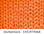 Texture Of Orange Wool Big Knit ...