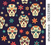 seamless pattern with skulls... | Shutterstock .eps vector #1821235388