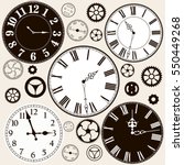 Clock Faces With Parts. Vector...
