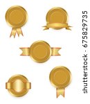 set of vector labels gold with... | Shutterstock .eps vector #675829735