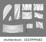 flags  mockup. set white flags  ... | Shutterstock . vector #1023999682