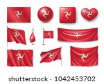 set isle of mann flags  banners ... | Shutterstock . vector #1042453702