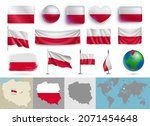 poland flags of various shapes... | Shutterstock .eps vector #2071454648