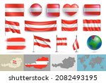 austria flags of various shapes ... | Shutterstock .eps vector #2082493195