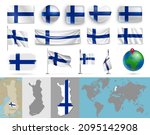 finland flags of various shapes ... | Shutterstock .eps vector #2095142908