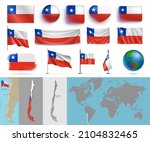 chile flags of various shapes... | Shutterstock .eps vector #2104832465