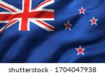Flag Of New Zealand Blowing In...
