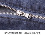 Blue jeans zipper closeup.